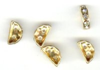 5 13x7mm Gold Plated Rhinestone Crystal Silver 2 Hole Spacer